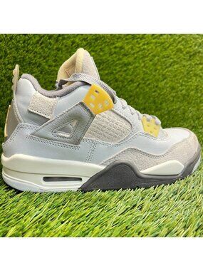 Nike Air Jordan 4 Retro Boys Size 4Y Dust Gray Athletic Leather Shoes Sneakers